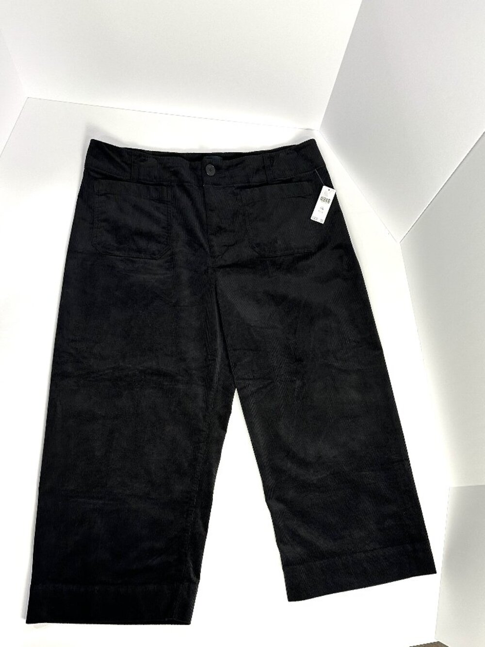 Maeve Collette Black Wide Leg Cropped Corduroy Pants